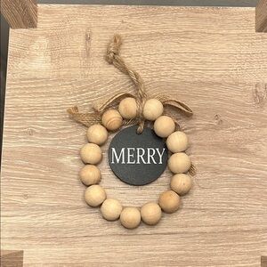 Wooden Bead Merry Ornament